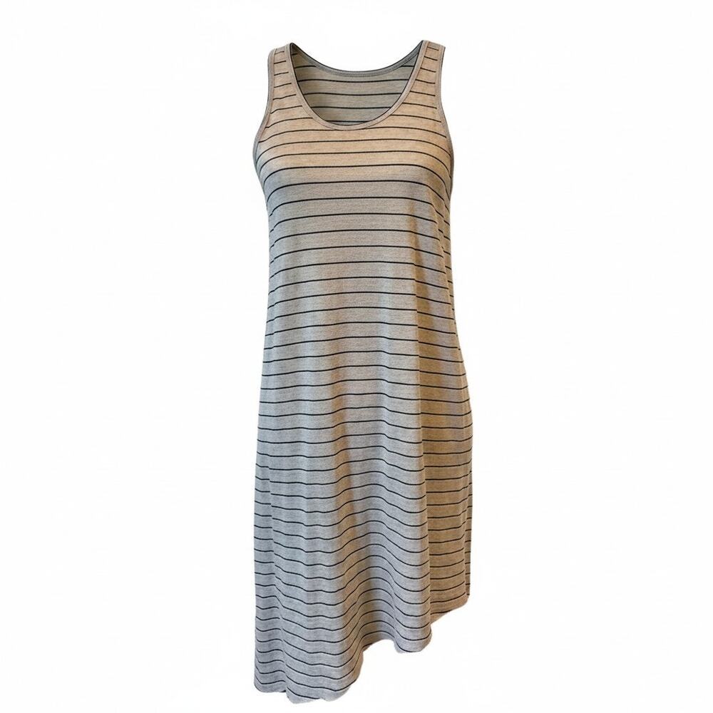 Scanlan & Theodore Tank Dress Beige Asymmetric Striped Linen Sleeveless M/L